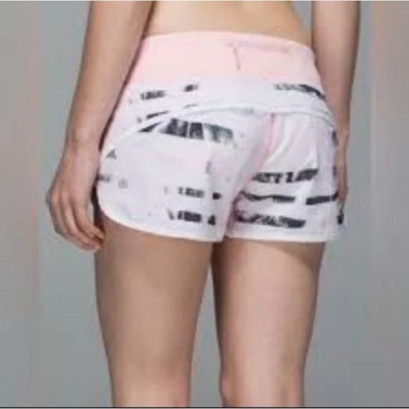 lululemon athletica Pants - Lululemon Speed Short‎ Parallel Stripe Pink Shell Running Shorts Size 8